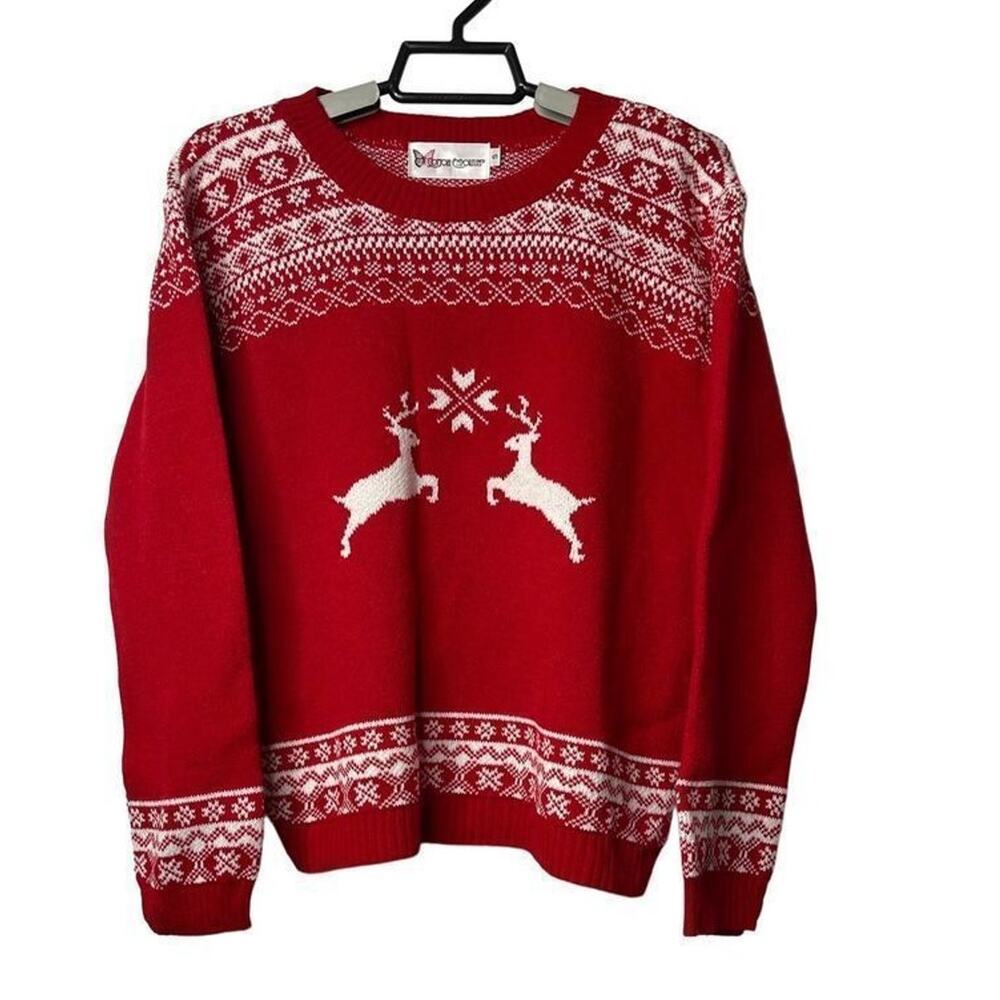 Cotton Emporium Girls Crewneck Reindeer Christmas Sweater Size Small New - Picture 9 of 10